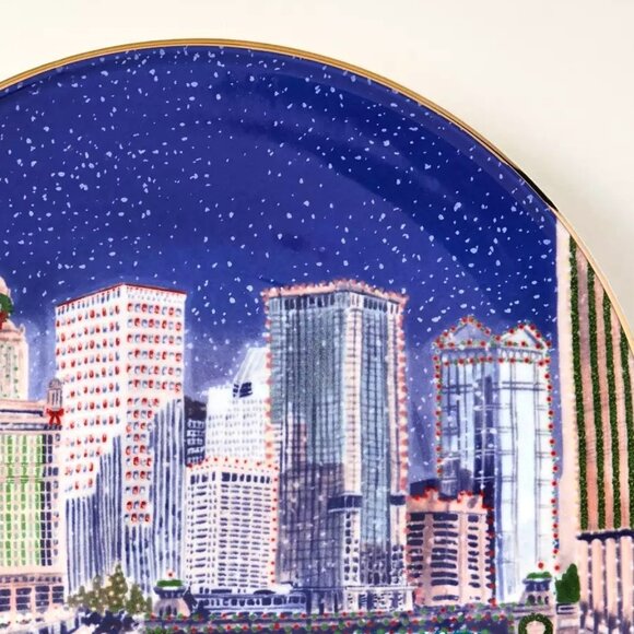 Anthropologie Holiday In The City Dessert Plate CHICAGO 2025 Stoneware New - Picture 3 of 10